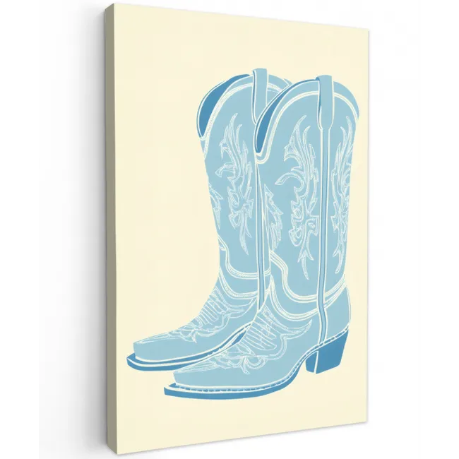 Illustratie - Cowboylaarzen - Patroon Tuinposter op houten frame 2 cm dik klein -3d