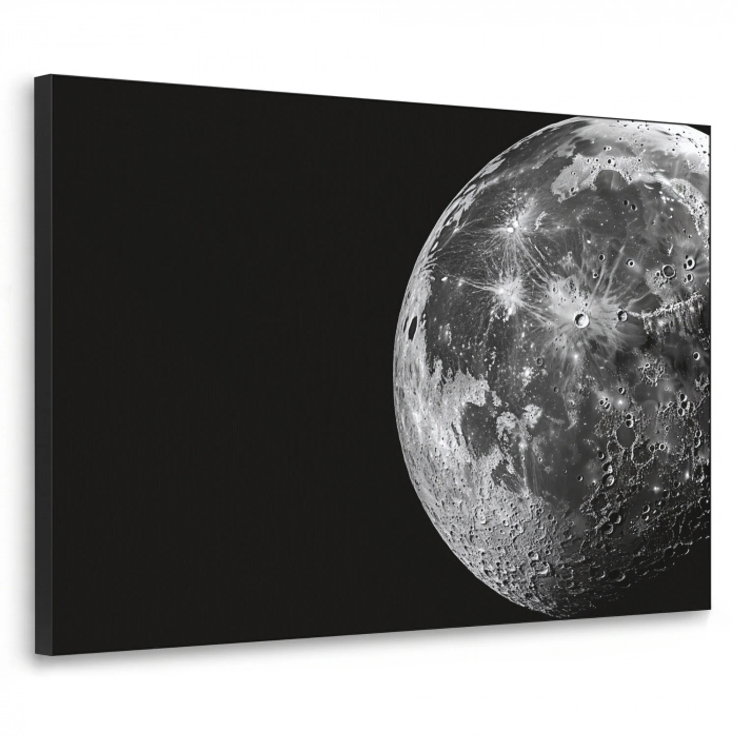 Close-up - Maan - Wit - Textuur Textielframe zwart klein -3d