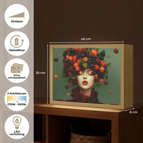 Vrouw - Aardbeien - Frambozen - Bramen - Bessen Light Box met batterij (Wandlamp) middel -USP_websiteoverzichtNL