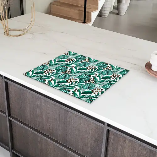 Inductie beschermer - Panterprint - Bladeren - Jungle - Afdekplaat voor kookplaat Inductie beschermer vinyl 3mm groot -sfeer8