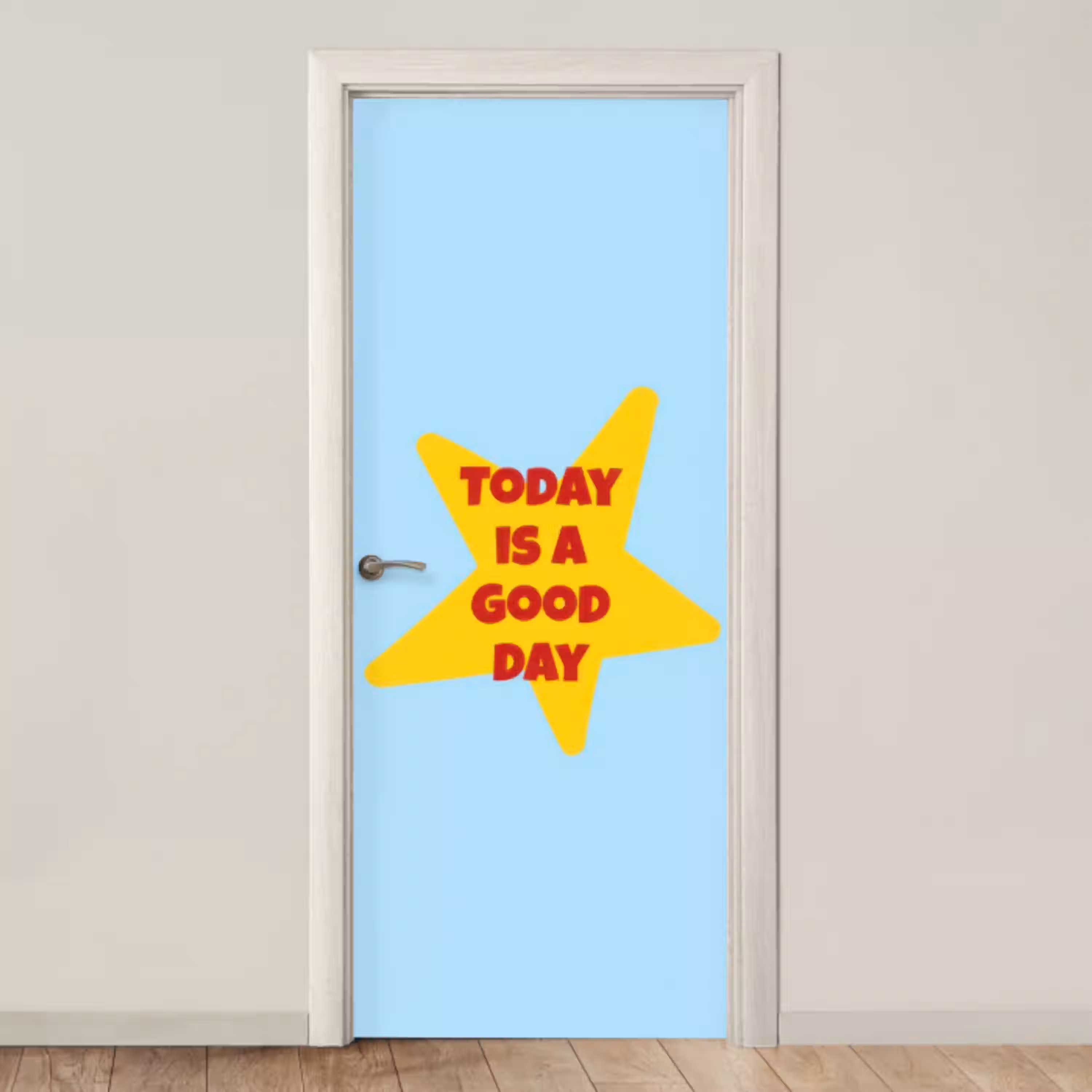 Ster - Today is a good day - Blauw deurposter klein -3d_beige