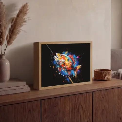 Graffiti - Sport - Vissen - Vis - Hengel Light Box met batterij (Wandlamp) middel -sfeer2