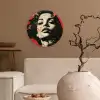 Graffiti - Vrouw - Rood - Street art - Banksy Wandcirkel kunststof plaat 5mm dik klein -sfeer1