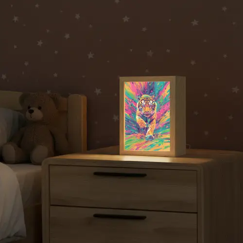 Tijger  - Wilde dieren - Kleurrijk - Verflook Light Box met kabel klein -sfeer1_kind