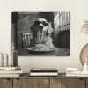 Golden Retriever - Hond - Vrolijk -  Bord spaghetti - Zwart - wit PET vilt klein -sfeer1