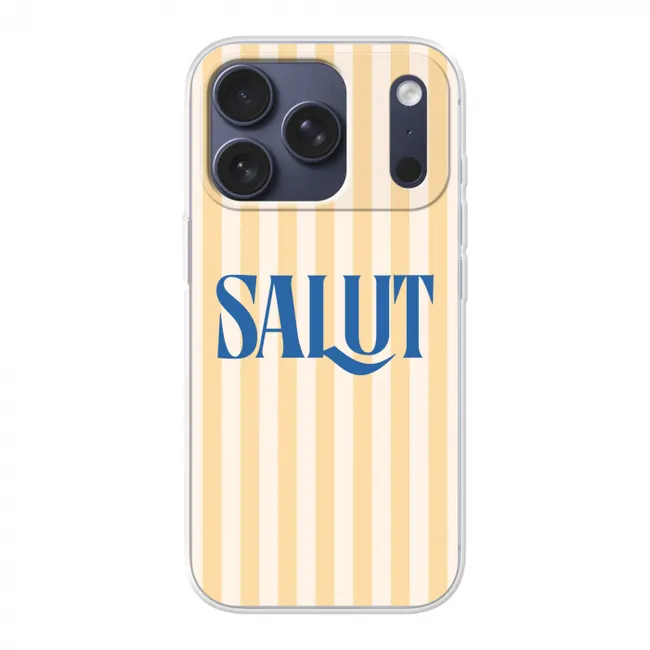 Telefoonhoesje - Salut - Quote - Strepen - Geel - Blauw - Wit