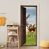 Doorkijk - Koeien - Dieren - Weiland - Natuur deurposter klein -sfeer4