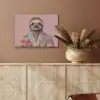 Luiaard - Bloemenprint - Bril - Roze PET vilt klein -sfeer4
