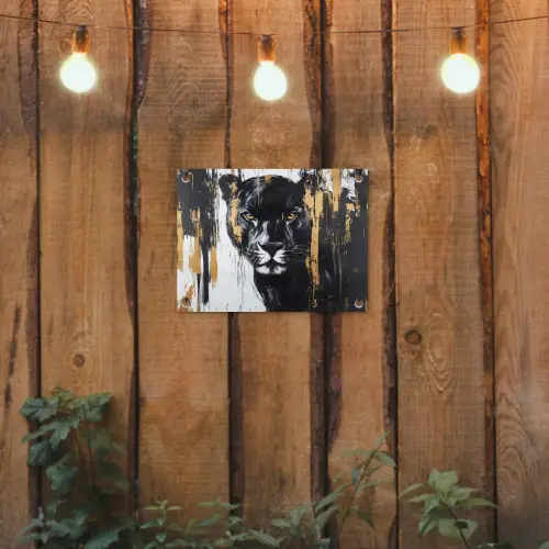 Panter - Zwart - Abstract - Verfstreken tuinposter los doek klein -sfeer1