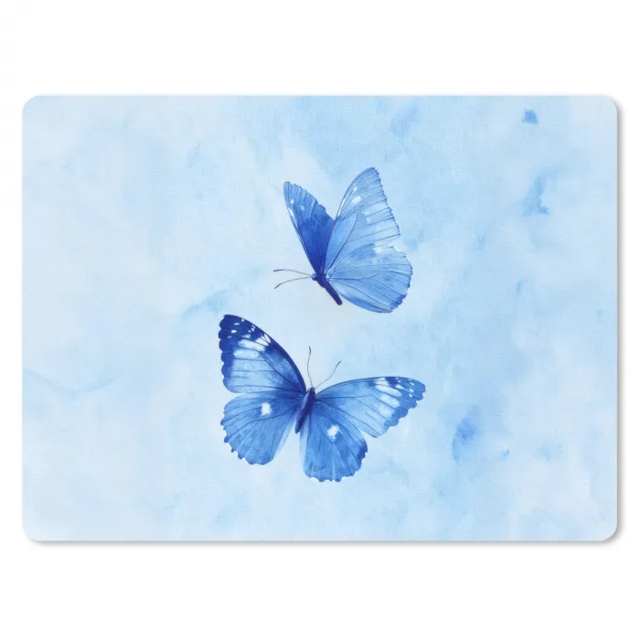 Vlinders - Sierlijk - Blauw muismat rubber klein -3d