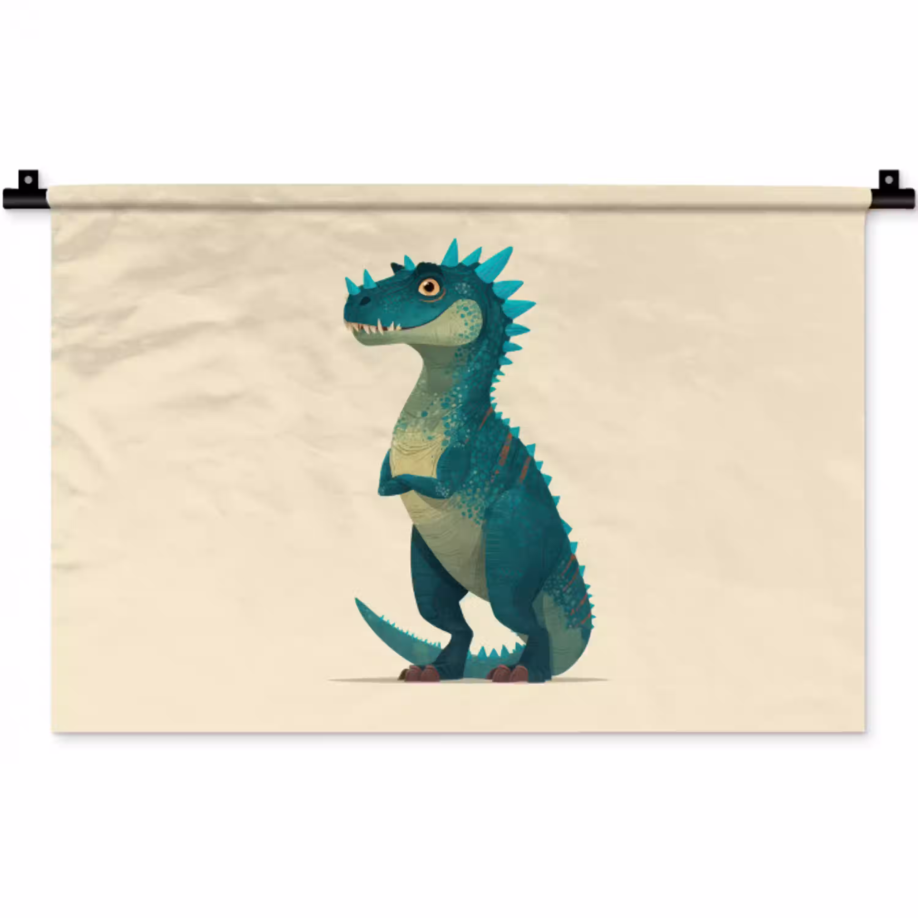 Dinosaurus - Turquoise - Stekels Wandkleed katoen klein -zz3d