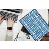 Ruitpatroon - Blauw - Crème laptophoes neopreen klein 279 -bureau