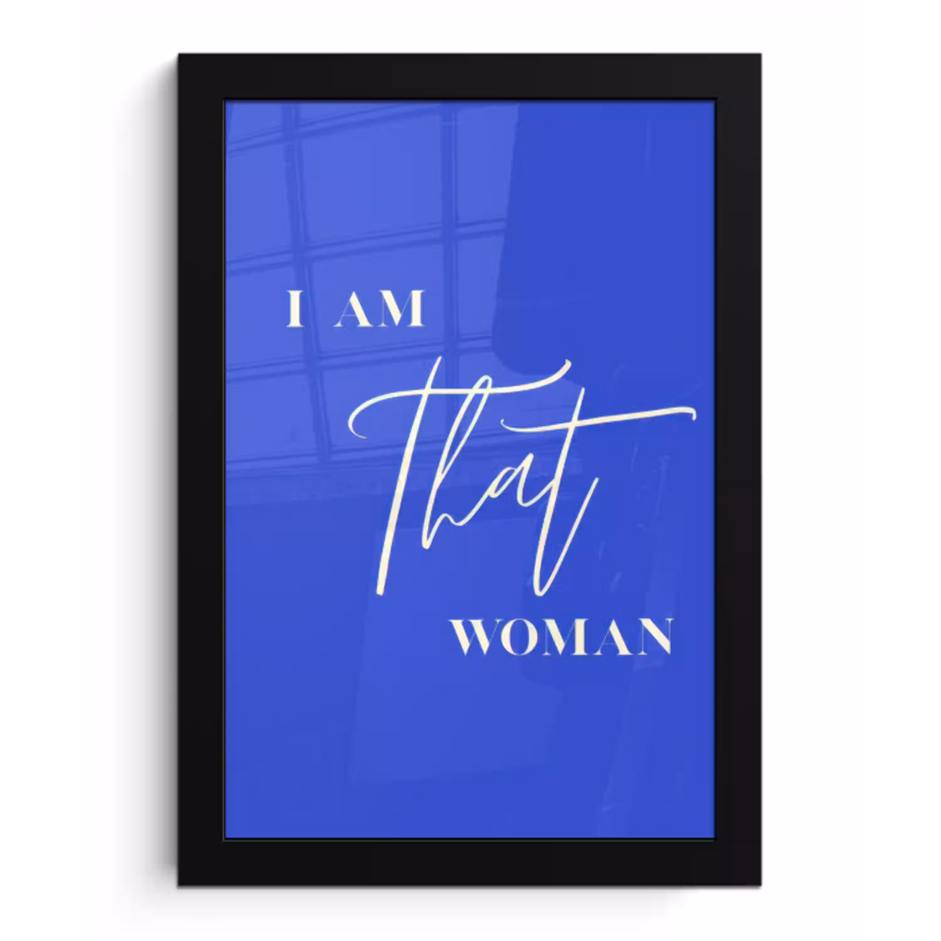 Blauw - I am that woman - Sierlijk - Minimalistisch fotolijst zwart zonder passe partout klein -3d