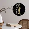 Vis - Zwart - Goud - Tekst Wandcirkel behangsticker klein -sfeer3