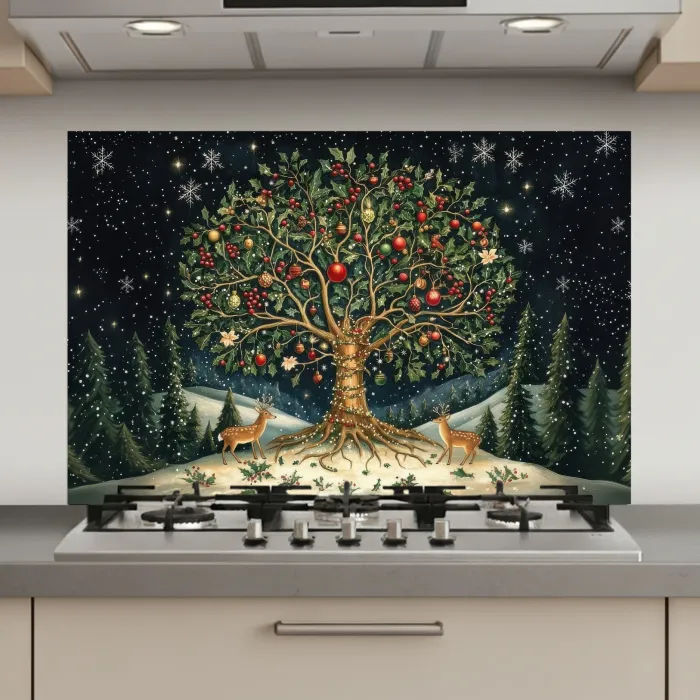 Feestboom - Winterhemel - Kleurrijk keuken achterwand spatscherm klein -3d_website