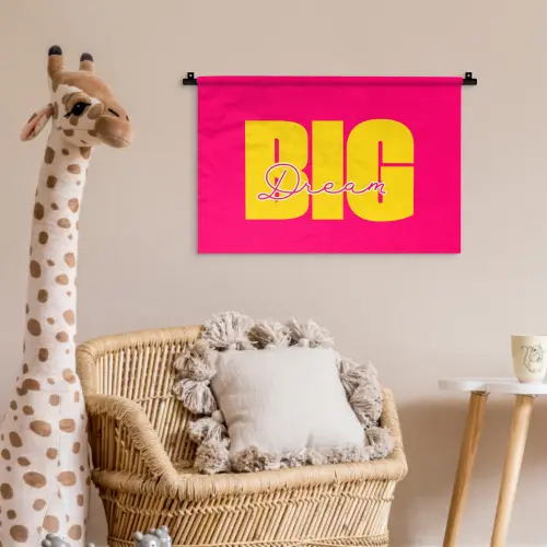 Dream big - Roze - Geel - Minimalistisch Wandkleed katoen klein -wsfeer5_kind