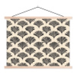 Waaiers - Botanisch - Zwart - Beige textielposter latten blank klein 122 -3d