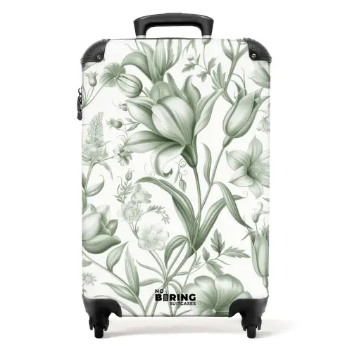 Vintage bloemen - lichtgroen met wit NBS - Handbagage koffer - Kinderen Unisex middel -productfoto_recht
