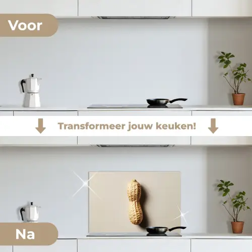 Pinda - Ruw - Beige keuken achterwand spatscherm klein -voor_na_NL