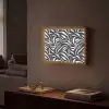 Bladvormen - Blauw - Patroon - Wit Light Box met batterij (Wandlamp) middel 907 -sfeer1