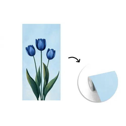Tulpen - Blauw - Bladeren fotobehang vinyl groot -3d