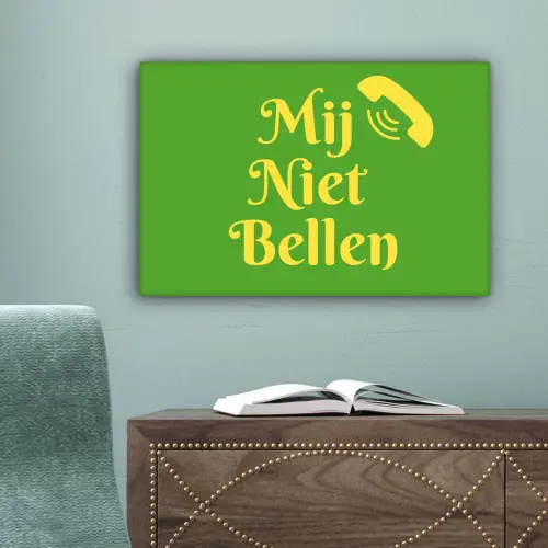 Mij niet bellen - Telefoon - Groen canvas 2cm klein -sfeer4