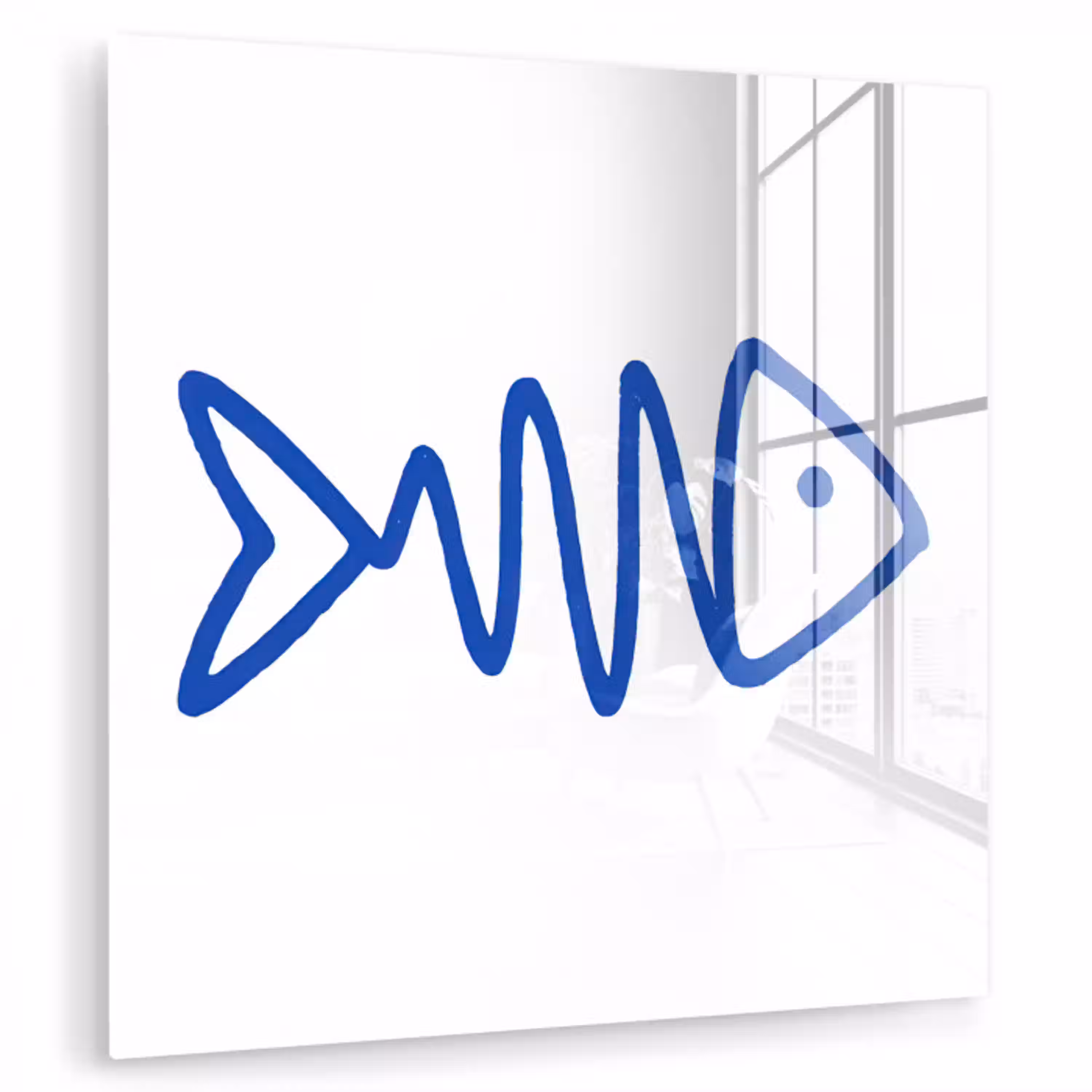 Vis - Minimalistisch - Blauw - Lijn plexiglas 5mm klein -zzzproduct_nieuw