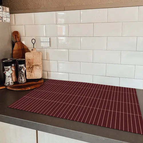 Lijnen - Patroon - Bordeaux Inductie beschermer vinyl 3mm klein 276 -sfeer3
