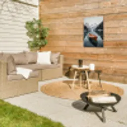 Boot - Bergen - Natuur - Water Tuinposter op houten frame 2 cm dik klein -sfeer2