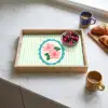 Bloemen - Ovaal - Strepen - Groen Dienblad Rechthoek middel -sfeer2