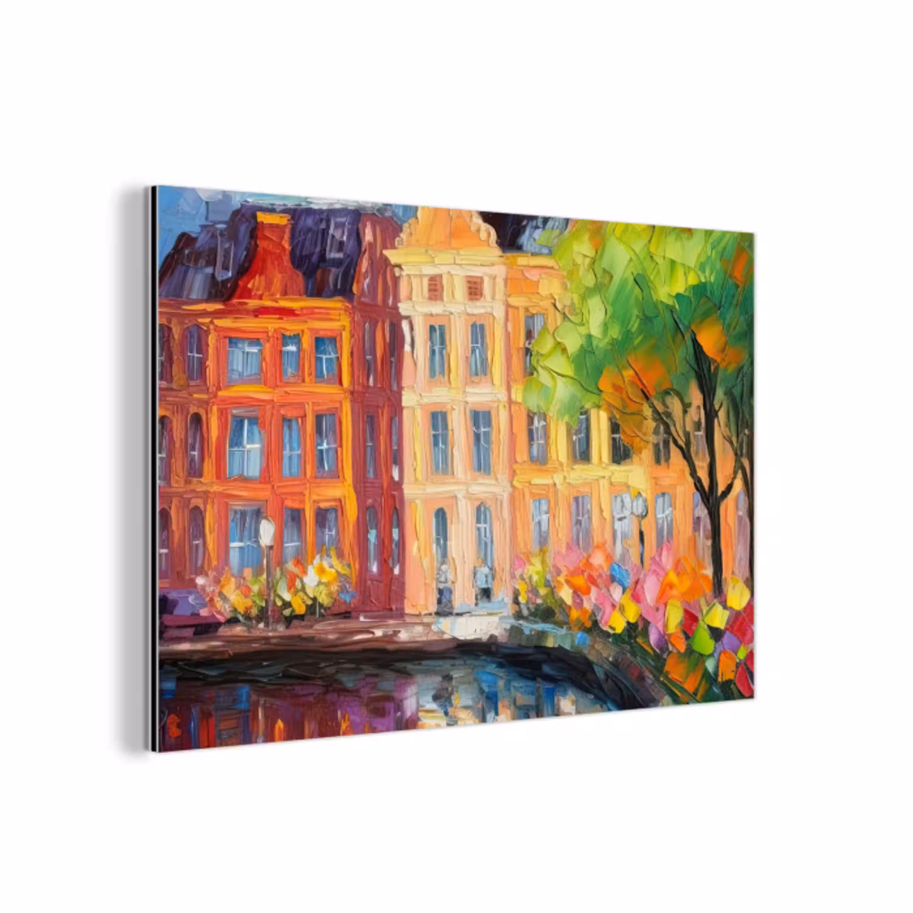 Olieverf - Amsterdam - Kunst - Kleurrijk aluminium wit klein -3d