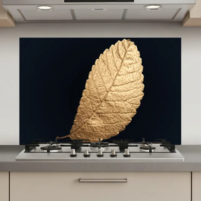 Goud - Bladeren - Zwart - Planten - Luxe - Natuur keuken achterwand spatscherm klein -3d_website