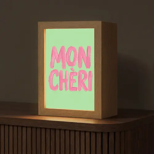 Mon cheri - Groen - Roze Light Box met kabel (Tafellamp) klein -z3d_website