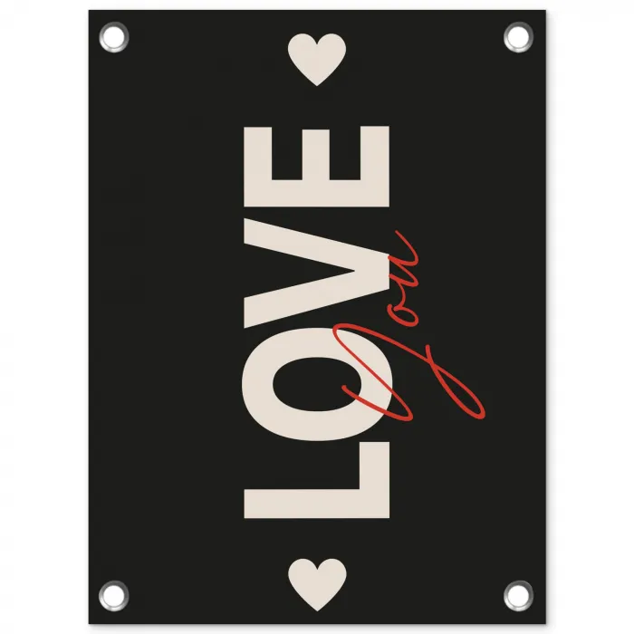 Love - Rood - Valentijn tuinposter los doek klein -3d