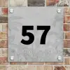 Grijs botanisch patroon - Traditioneel Naambord Vierkant klein -sfeer2
