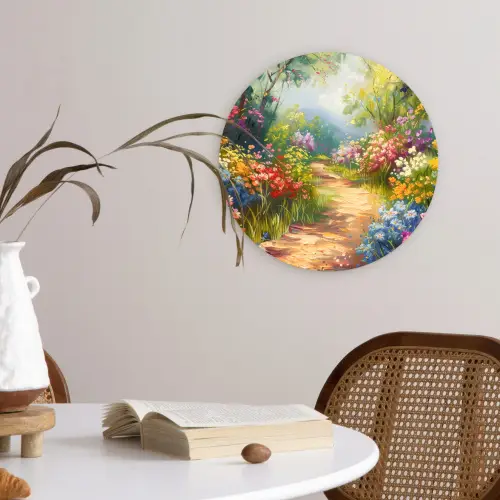Natuur - Landschap - Bloemen - Kleurrijk Wandcirkel kunststof plaat 5mm dik klein -sfeer4
