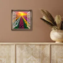 Doorkijk - Bloemen - Tulpen - Kleurrijk - Zonsondergang aluminium wit klein -sfeer4