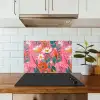 Roze - Bloemen - Wit - Oranje keuken achterwand spatscherm klein -sfeer2