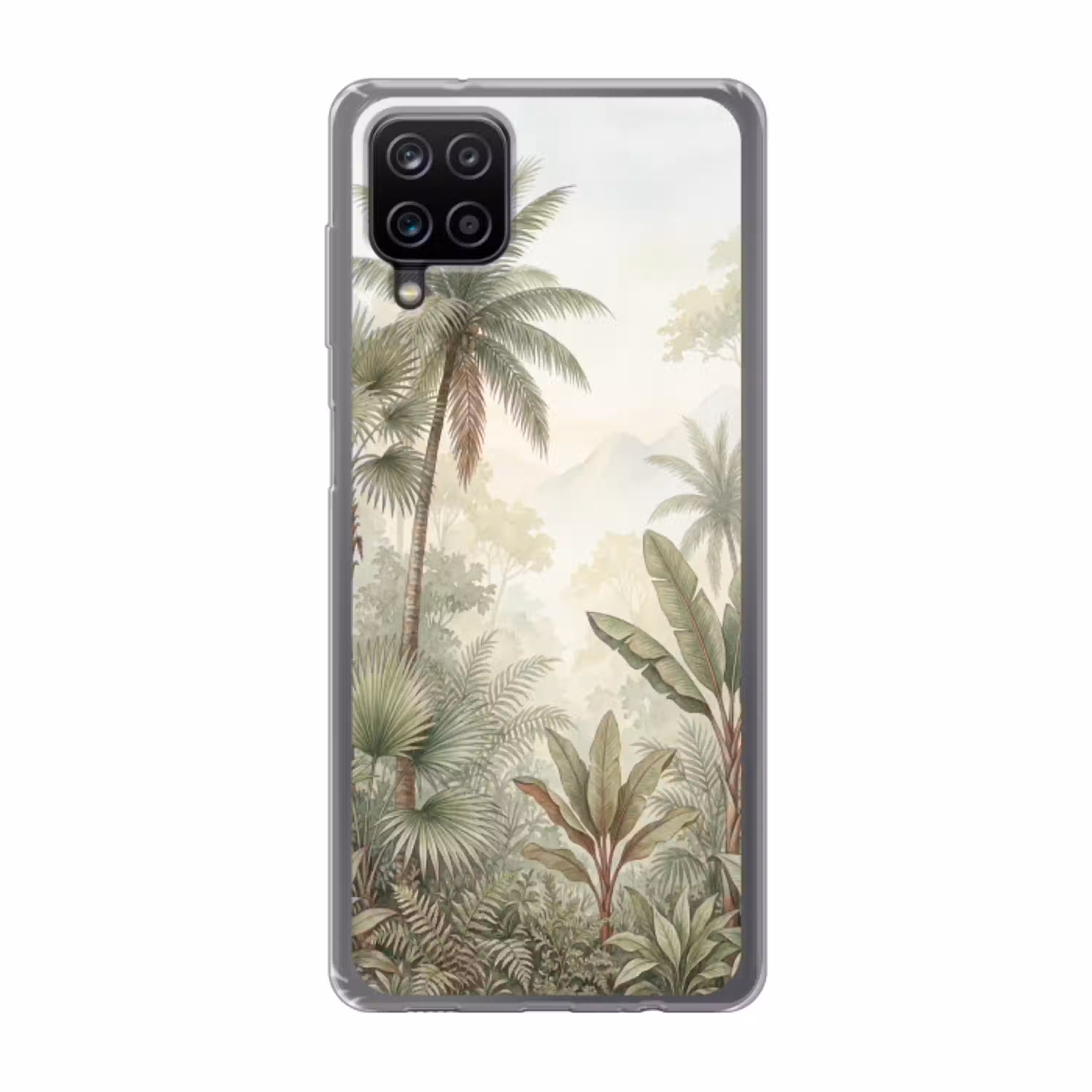 Natuur - Tropisch bos - Landschap - Aquarel - Groen Telefoonhoesje Samsung Galaxy A12 klein -3d