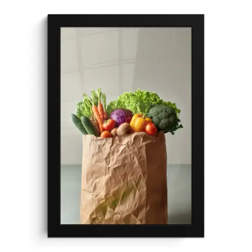 Papieren - Boodschappen - Groente - Kleurrijk fotolijst zwart zonder passe partout klein -3d