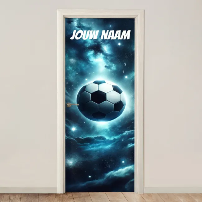 Deursticker met naam - Voetbal - Ruimte - Sterren