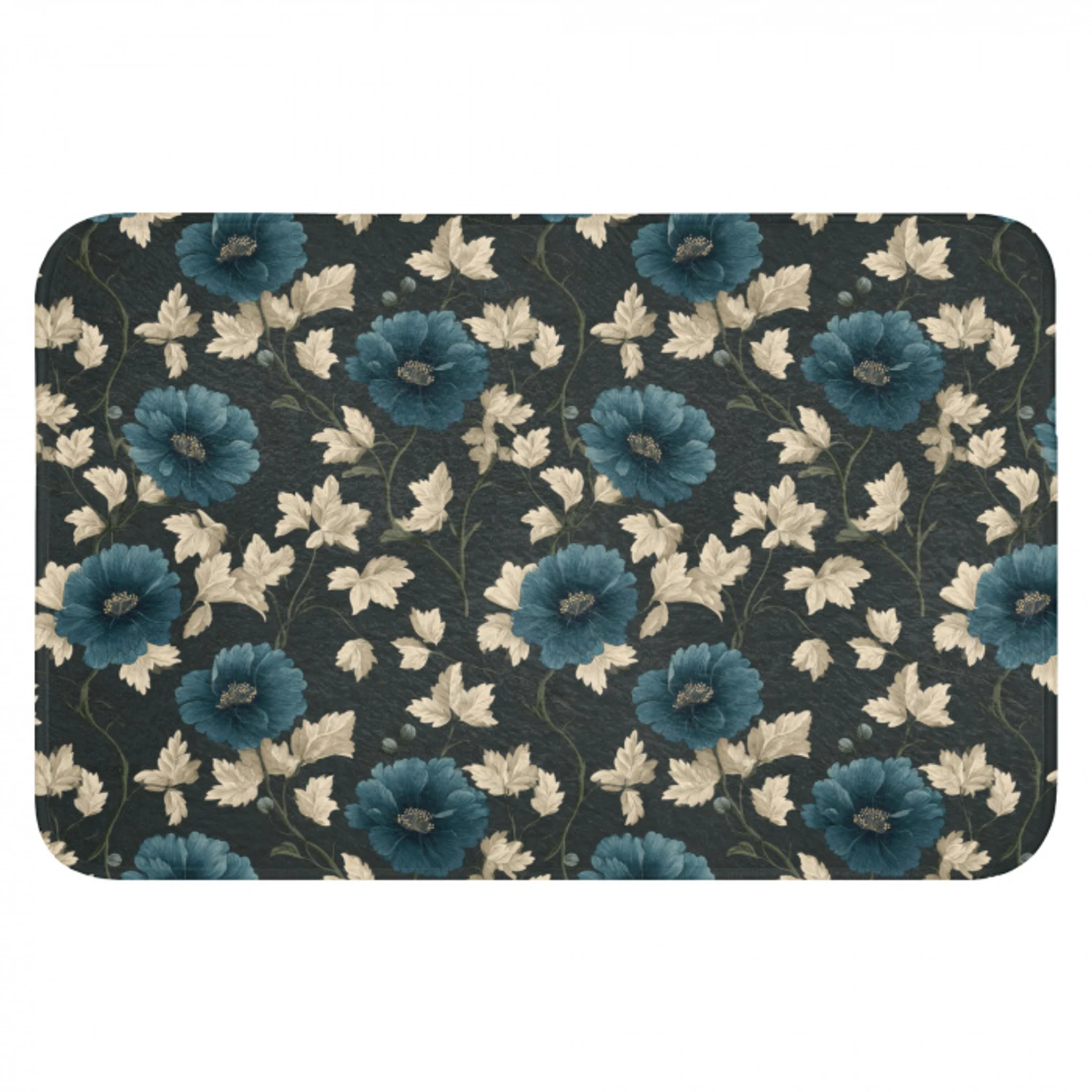Botanisch - Bloemen - Blauw WCmat klein 1009 -3d