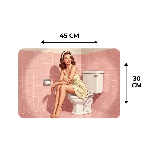 Roze - Retro - Vrouw Placemat vinyl groot -specs