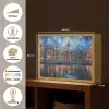 Grachten Amsterdam - Huizen - Stad - Kleurrijk Light Box met batterij (Wandlamp) middel -USP_websiteoverzichtNL