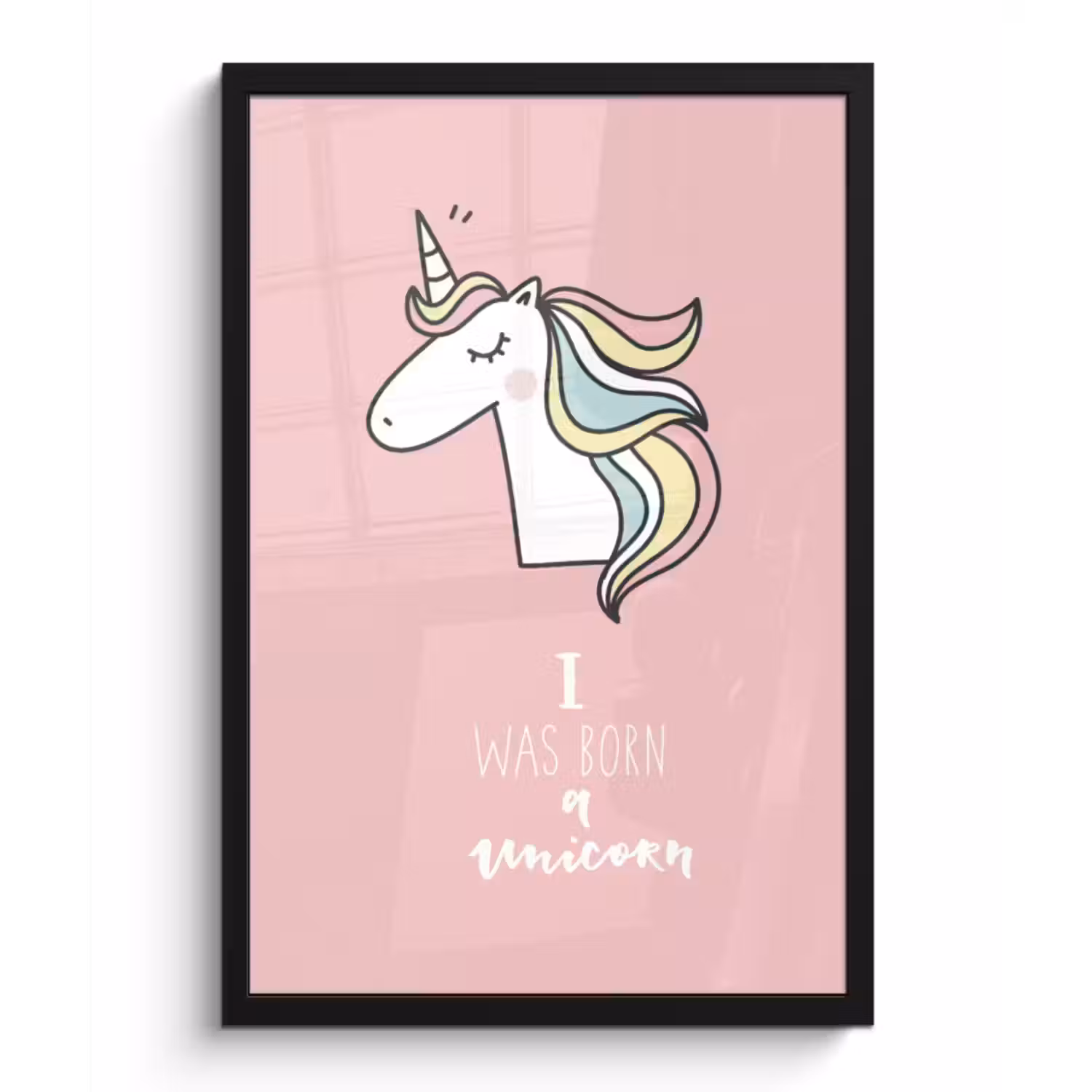 Poster met lijst - Unicorn - Quotes - Roze - I was born a unicorn - Meisjes - Kind