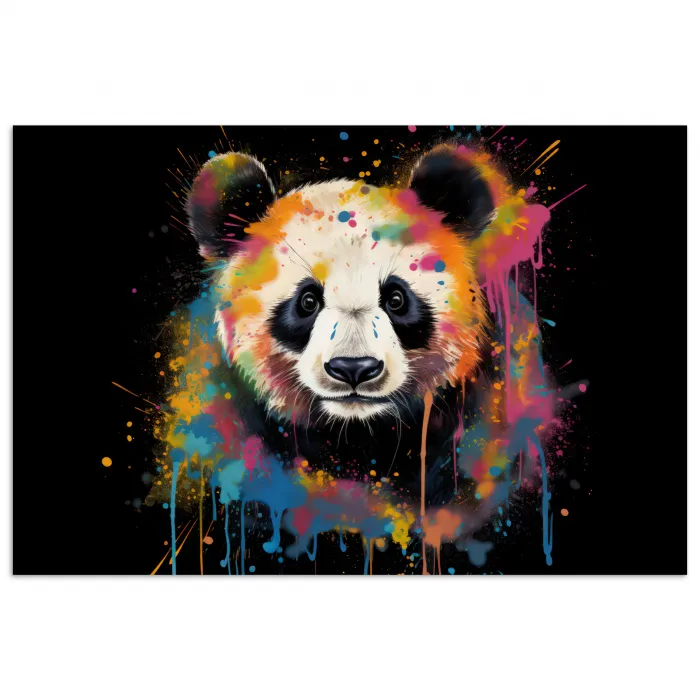 Panda - Graffiti - Dieren - Zwart - Kleuren poster papier klein -3d
