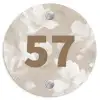 Beige bloemen - Traditioneel Naambord Rond klein -3d