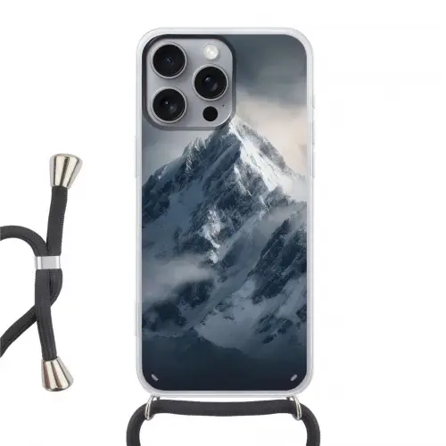 Sneeuw - Berg - Wolken Hoesje iPhone 16 Pro Max met koord klein -3d