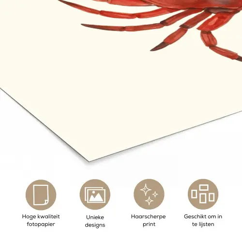 Krab - Felrood - Poten poster papier klein -closeup_NL