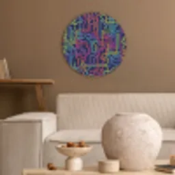 Retro - Abstract - Neon Akoestische PET Vilt - Rond klein -sfeer1